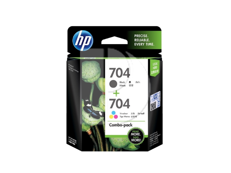 HP 704 2-pack Black/Tri-color Original Ink Advantage Cartridges
